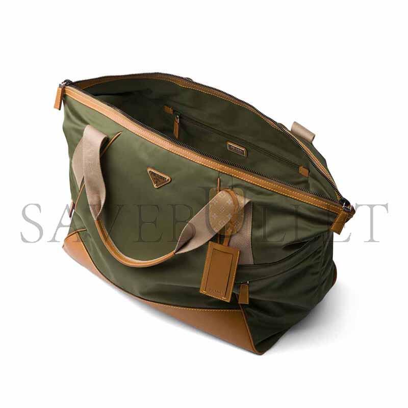 Pra*a re-nylon and leather duffle bag 2vc040 (44.5*40*24cm)